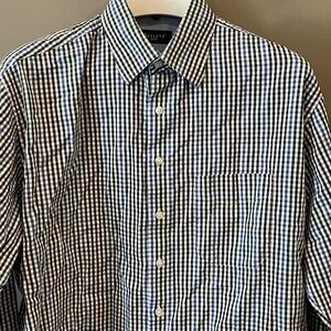 Bexleys Man Mens Gingham Button Down Shirt Blue Green Plaid Size 41 42 Large